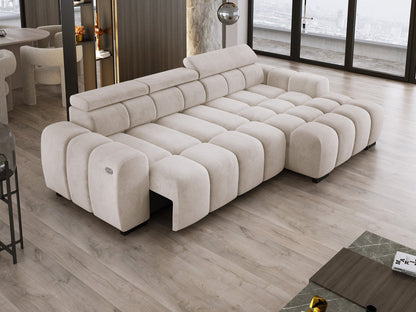 Luxusbetten24 Amalfi Designer Samt Sofa mit elektrischer Sitzerweiterung