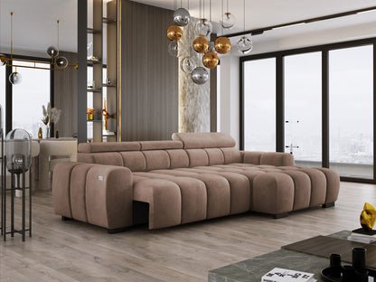 Luxusbetten24 Amalfi Designer Samt Sofa mit elektrischer Sitzerweiterung