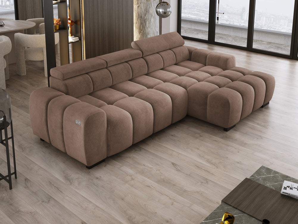 Luxusbetten24 Amalfi Designer Samt Sofa mit elektrischer Sitzerweiterung
