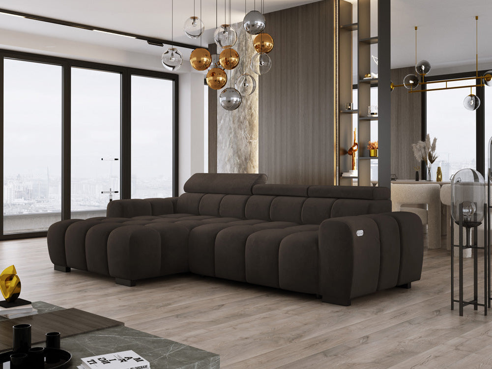 Luxusbetten24 Amalfi Designer Samt Sofa mit elektrischer Sitzerweiterung