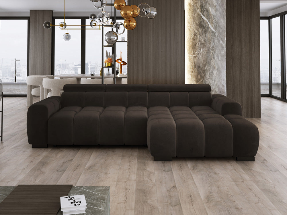 Luxusbetten24 Amalfi Designer Samt Sofa mit elektrischer Sitzerweiterung
