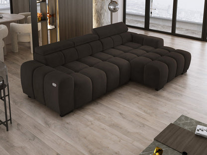 Luxusbetten24 Amalfi Designer Samt Sofa mit elektrischer Sitzerweiterung
