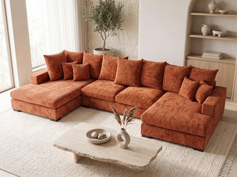 Luxusbetten24 Selena U Designer Sofa mit Schlaffunktion Strukturstoff