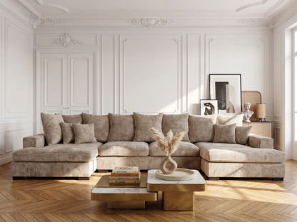 Luxusbetten24 Selena U Designer Sofa mit Schlaffunktion Strukturstoff
