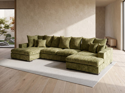 Luxusbetten24 Selena U Designer Sofa mit Schlaffunktion Strukturstoff