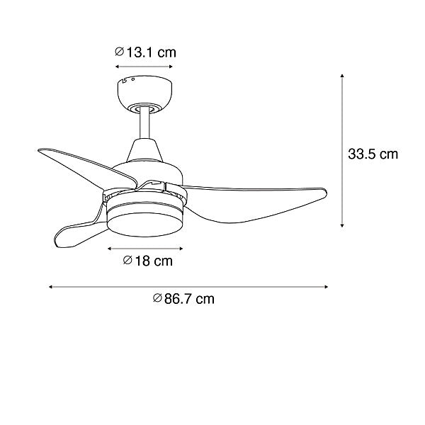 Ventilador Techo Blanco 86,7 cm LED Variable y Mando Distancia - Yuki