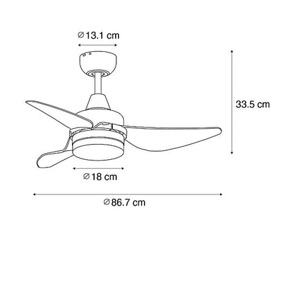 Ventilador Techo Blanco 86,7 cm LED Variable y Mando Distancia - Yuki
