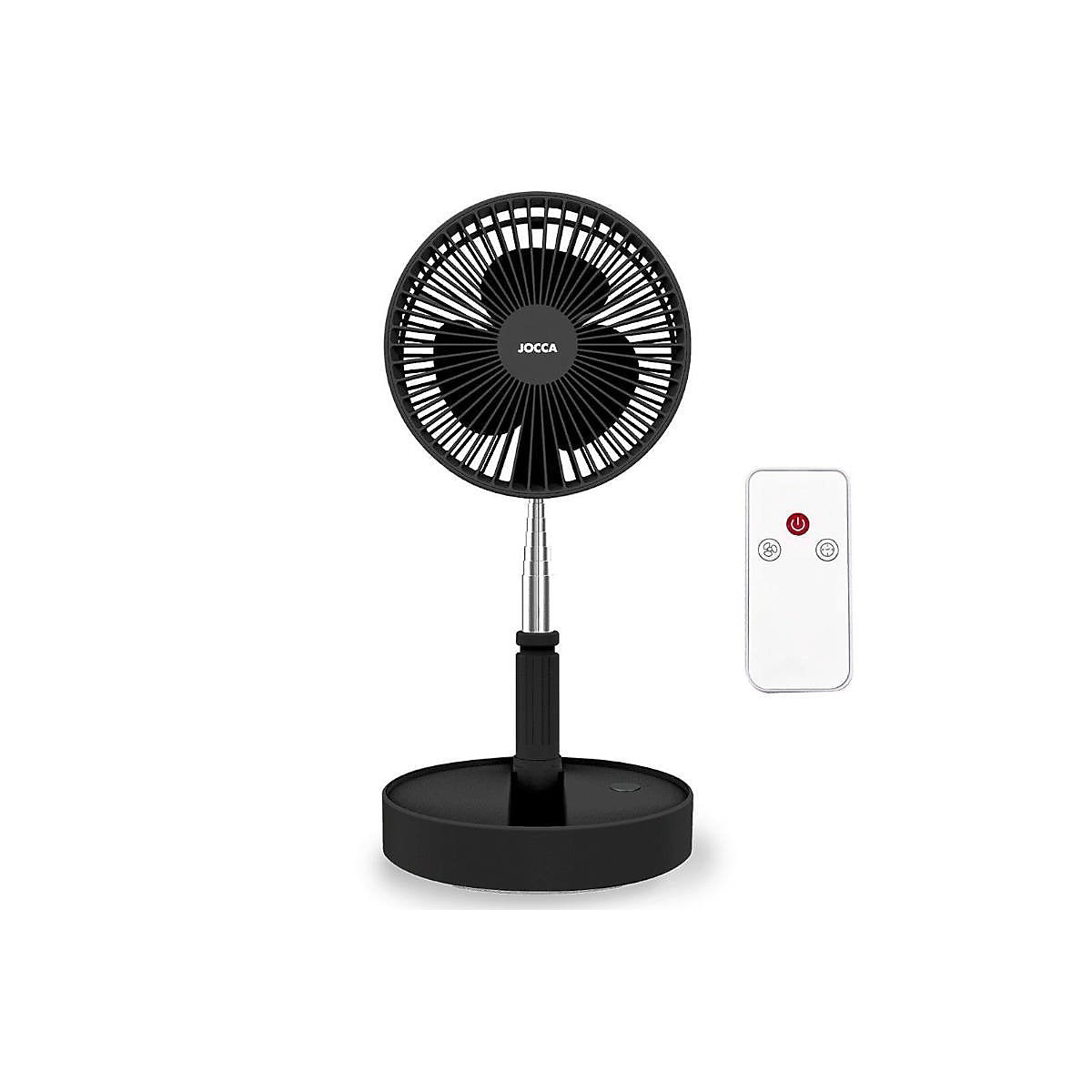 Jocca Ventilador Silencioso de Pie Negro Plegable Telescópico USB 24h