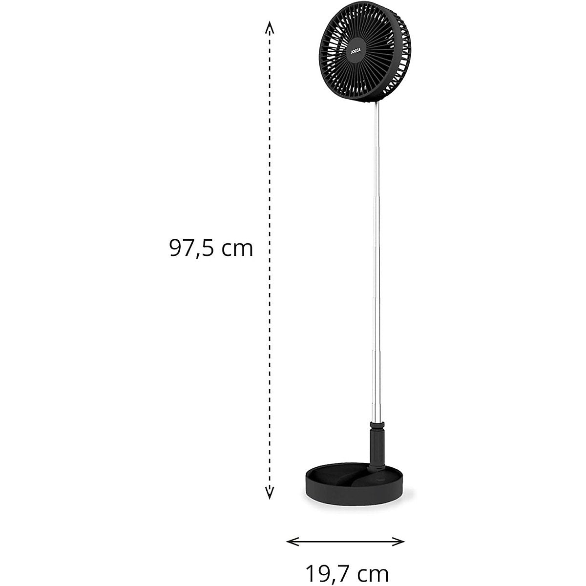 Jocca Ventilador Silencioso de Pie Negro Plegable Telescópico USB 24h