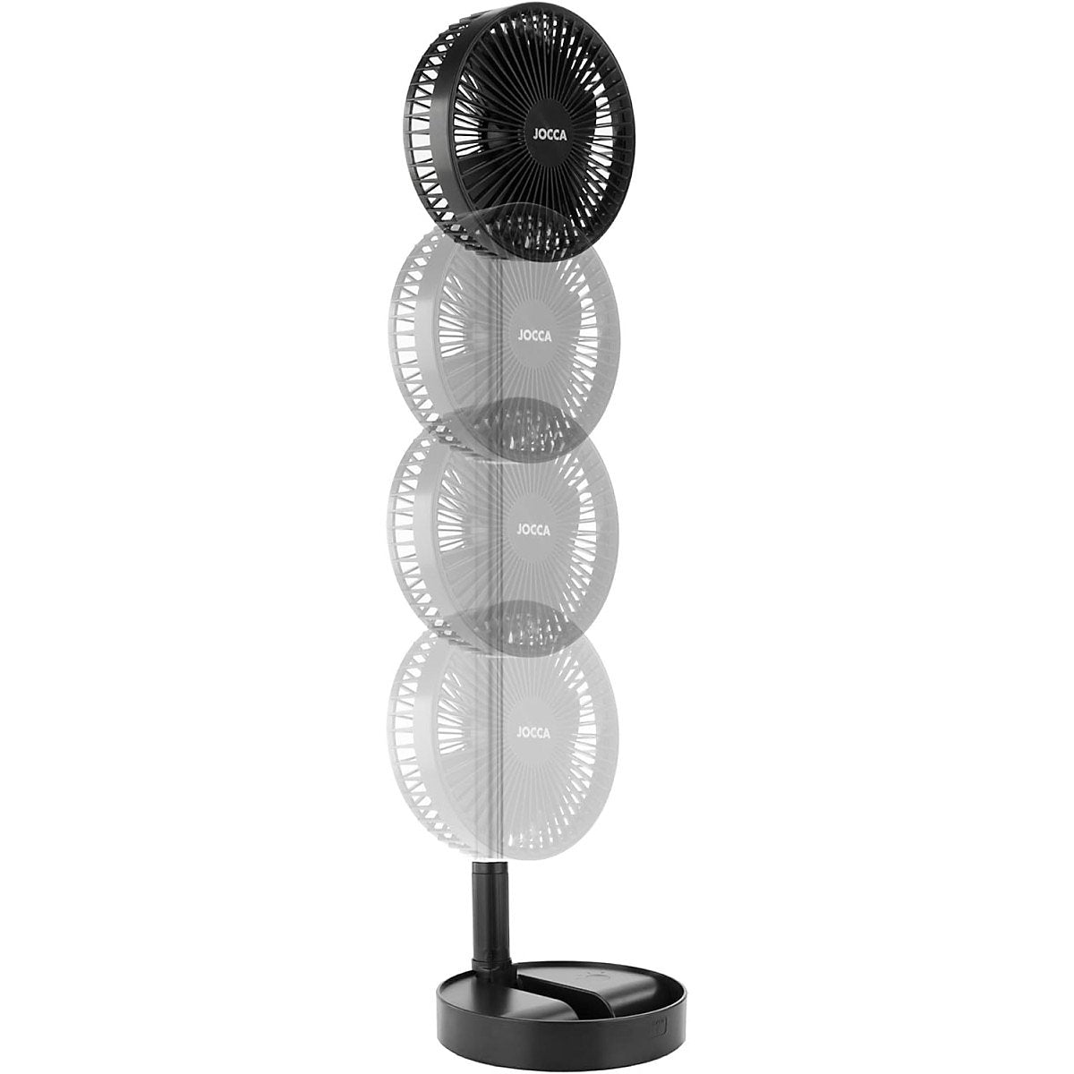 Jocca Ventilador Silencioso de Pie Negro Plegable Telescópico USB 24h