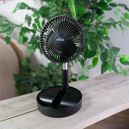 Jocca Ventilador Silencioso de Pie Negro Plegable Telescópico USB 24h