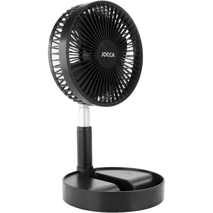 Jocca Ventilador Silencioso de Pie Negro Plegable Telescópico USB 24h