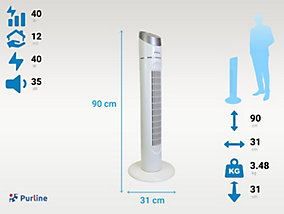 Pureline VENTY TO 40 Ventilador Columna 40W 3 Velocidades Negro