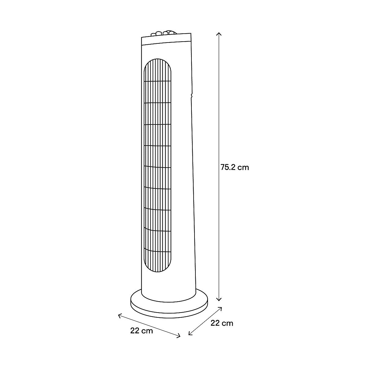 Ventilador de Columna Oscilante 76 cm 3 Velocidades