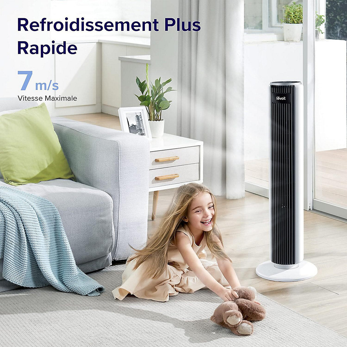Levoit Ventilador Columna 28dB 5 Velocidades + Control Remoto