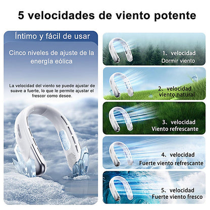 Bextsrack Ventilador Cuello Portátil 2400 mAh Sin Aspas 5 Velocidades