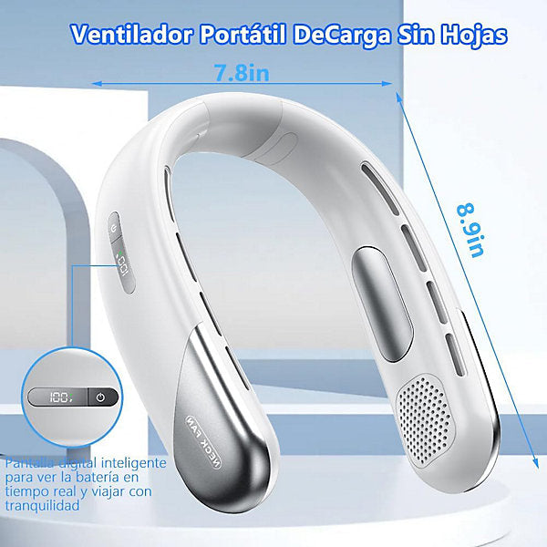 Bextsrack Ventilador Cuello Portátil 2400 mAh Sin Aspas 5 Velocidades