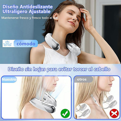 Bextsrack Ventilador Cuello Portátil 2400 mAh Sin Aspas 5 Velocidades