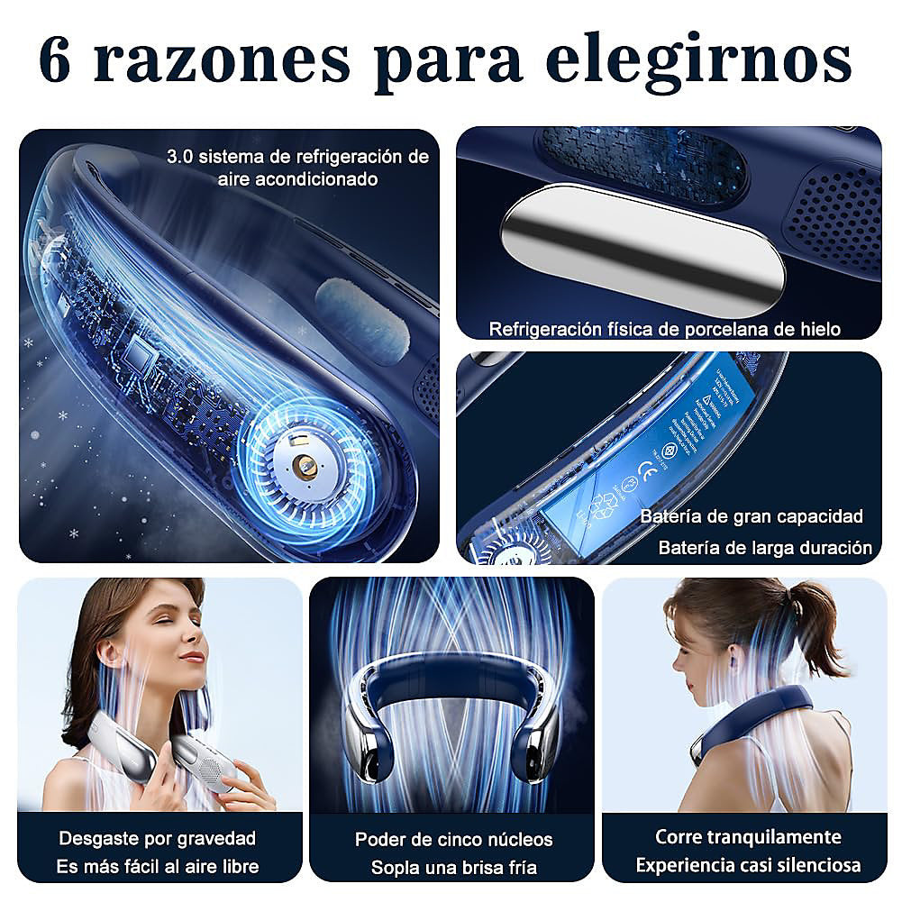 Bextsrack Ventilador de Cuello Recargable 5 Velocidades