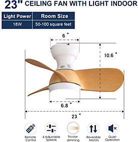 Ventilador de Techo 23" LED 18W 3 Tonos Blanco