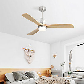 Ventilador de techo 52" LED dimmable, 6 velocidades, control remoto