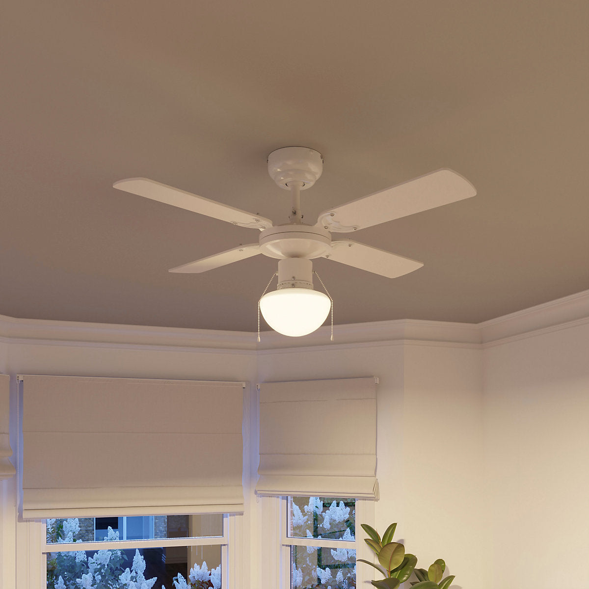 Ventilador de Techo con Iluminación Blanco para Habitaciones hasta 8 m²