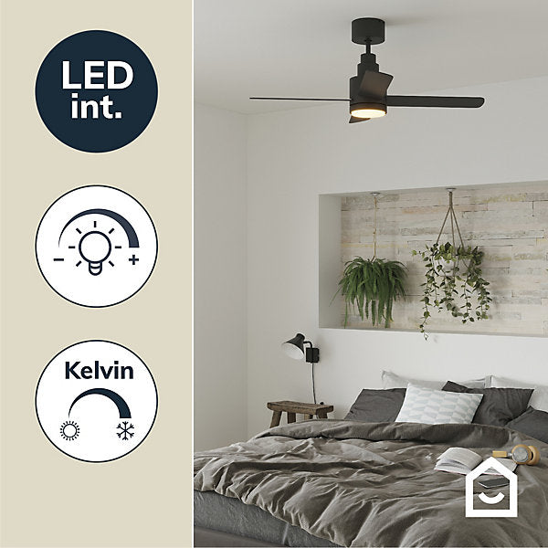 GoodHome Burbank Ventilador de techo LED negro 106 cm 15 m²