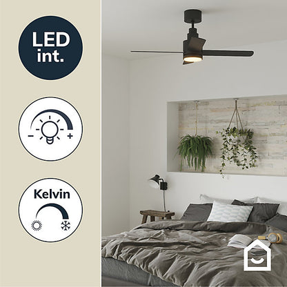 GoodHome Burbank Ventilador de techo LED negro 106 cm 15 m²