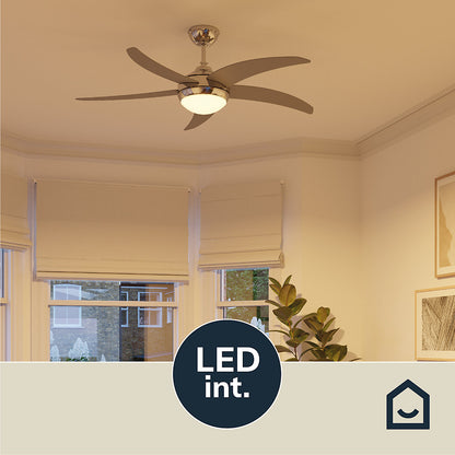 GoodHome Hanki Ventilador de Techo con Luz Reversible Plata 132 cm