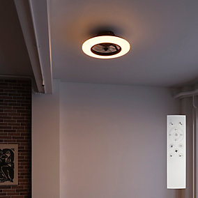 GoodHome Hewish Ventilador de techo con iluminación negro blanco 58 cm