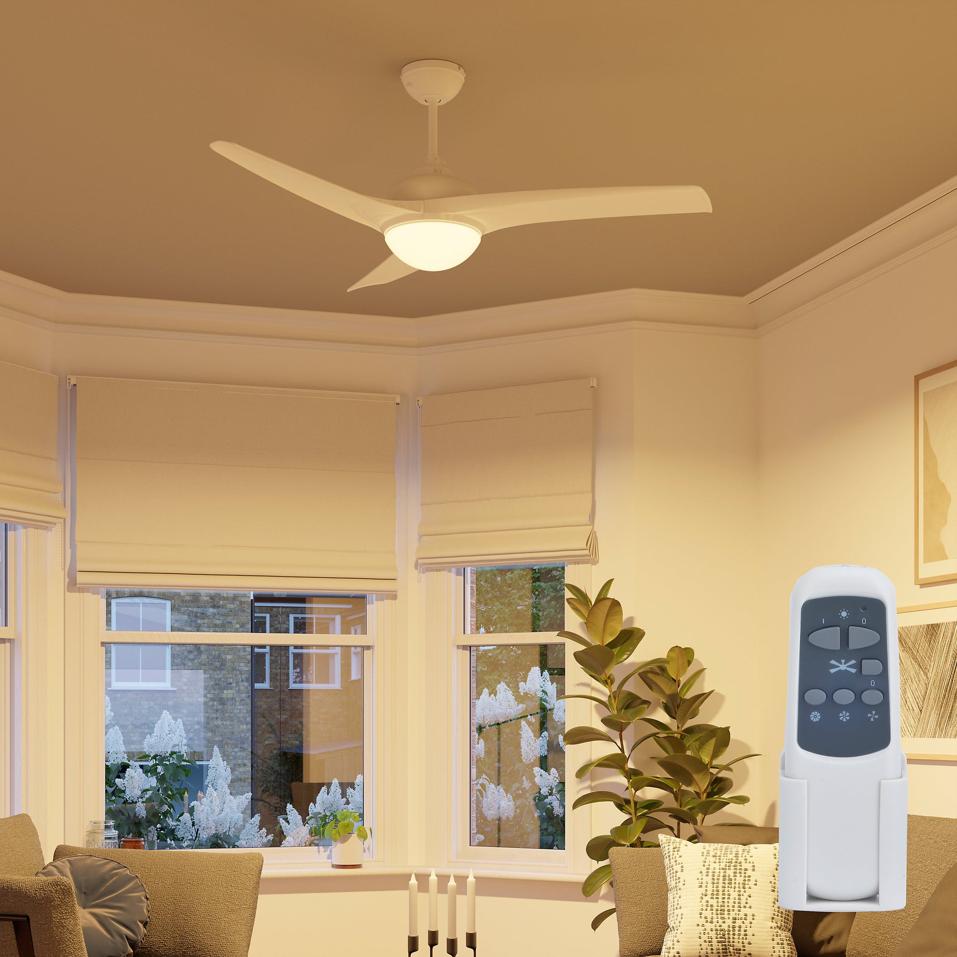 GoodHome Linto Ventilador de Techo con Luz Blanco 132 cm