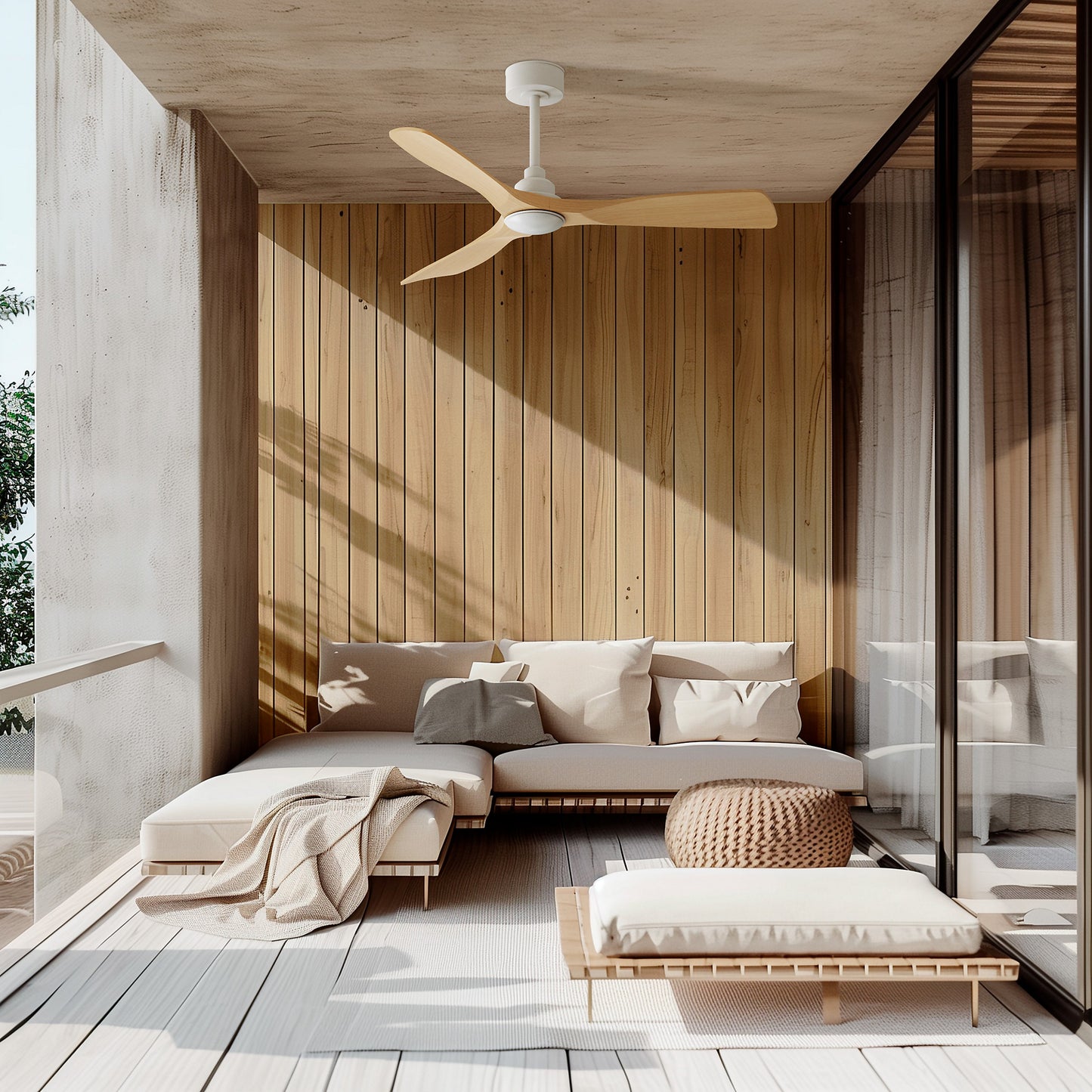 Sulion Ventilador de Techo LED 122 cm Efecto Madera Clara