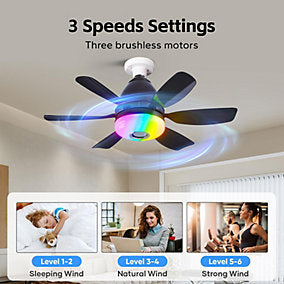 Bextsrack Ventilador de Techo con Luz, Remoto, 3000K-6500K, Brillo, Bluetooth