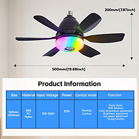 Bextsrack Ventilador de Techo con Luz, Remoto, 3000K-6500K, Brillo, Bluetooth