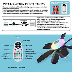 Bextsrack Ventilador de Techo con Luz, Remoto, 3000K-6500K, Brillo, Bluetooth
