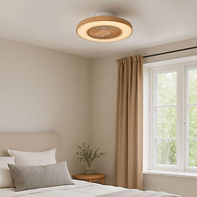 Climo Ventilador de Techo Madera 60 cm LED Dimmable con Control