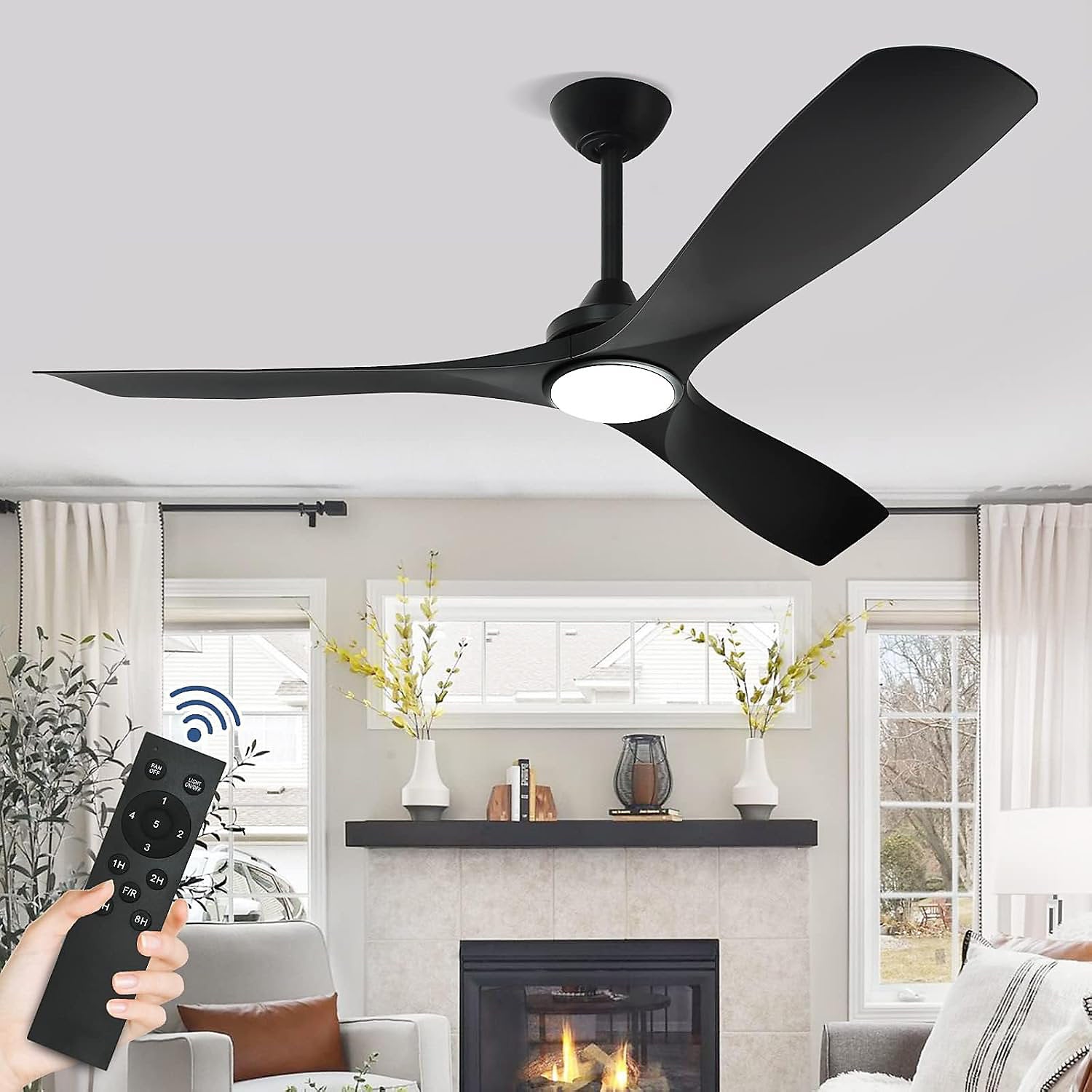 EXQUIO Ventilador de Techo Industrial Reversible 108 cm con Luz