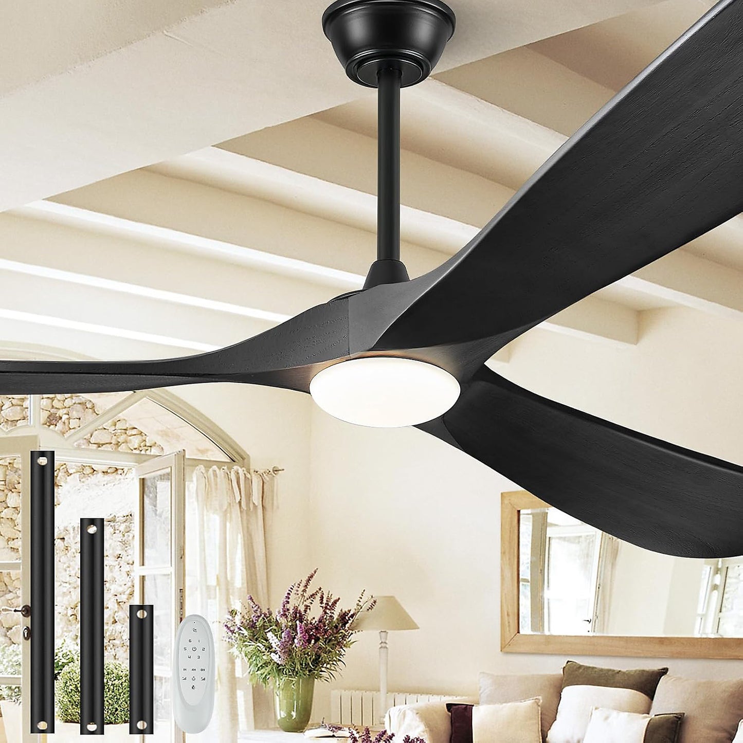 EXQUIO Ventilador de Techo Industrial Reversible 108 cm con Luz