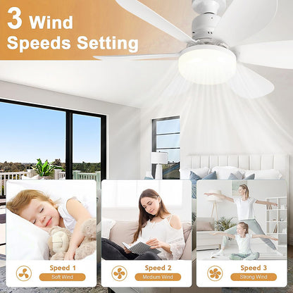 Ventilador LED de techo Bextsrack 2 piezas, 52cm, blanco
