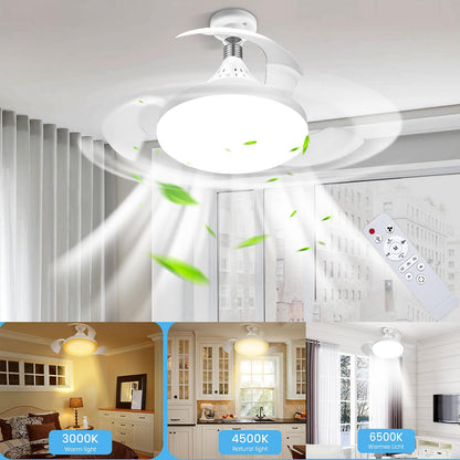 Bextsrack Ventilador de Techo LED48W 38 cm Blanco