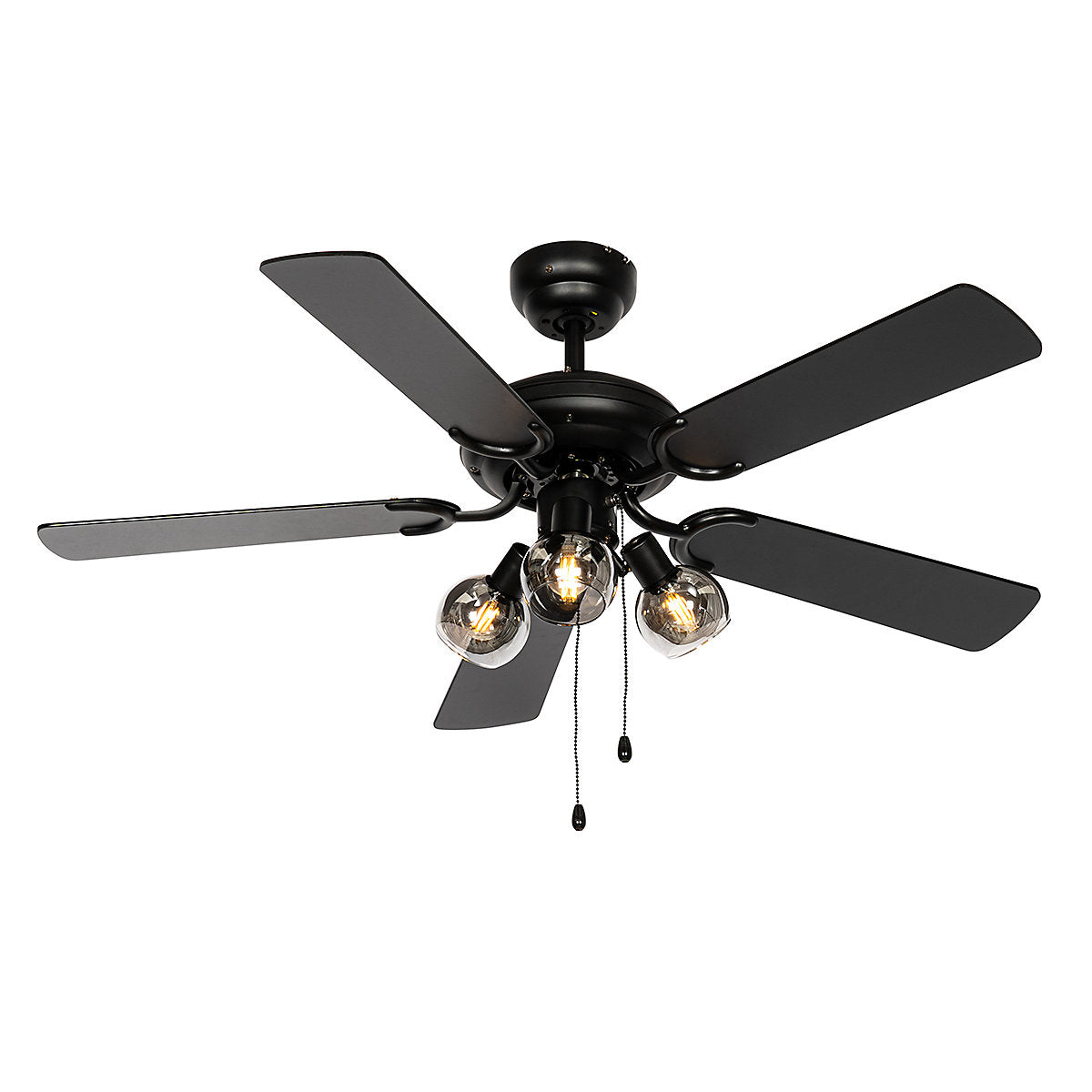 Ventilador de Techo Negro con Madera 3 Luces Mistral Vidro
