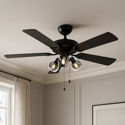 Ventilador de Techo Negro con Madera 3 Luces Mistral Vidro