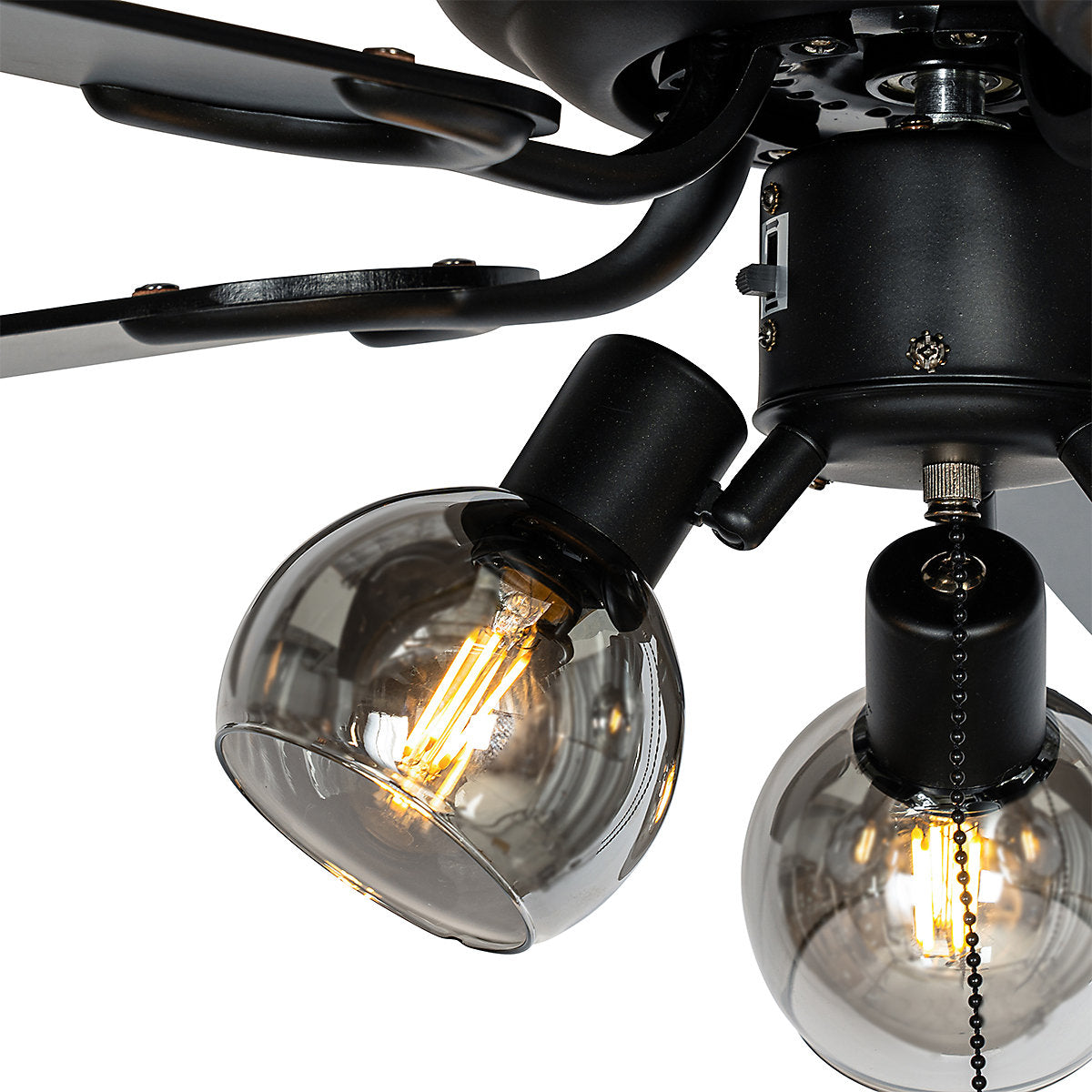 Ventilador de Techo Negro con Madera 3 Luces Mistral Vidro