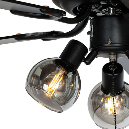 Ventilador de Techo Negro con Madera 3 Luces Mistral Vidro