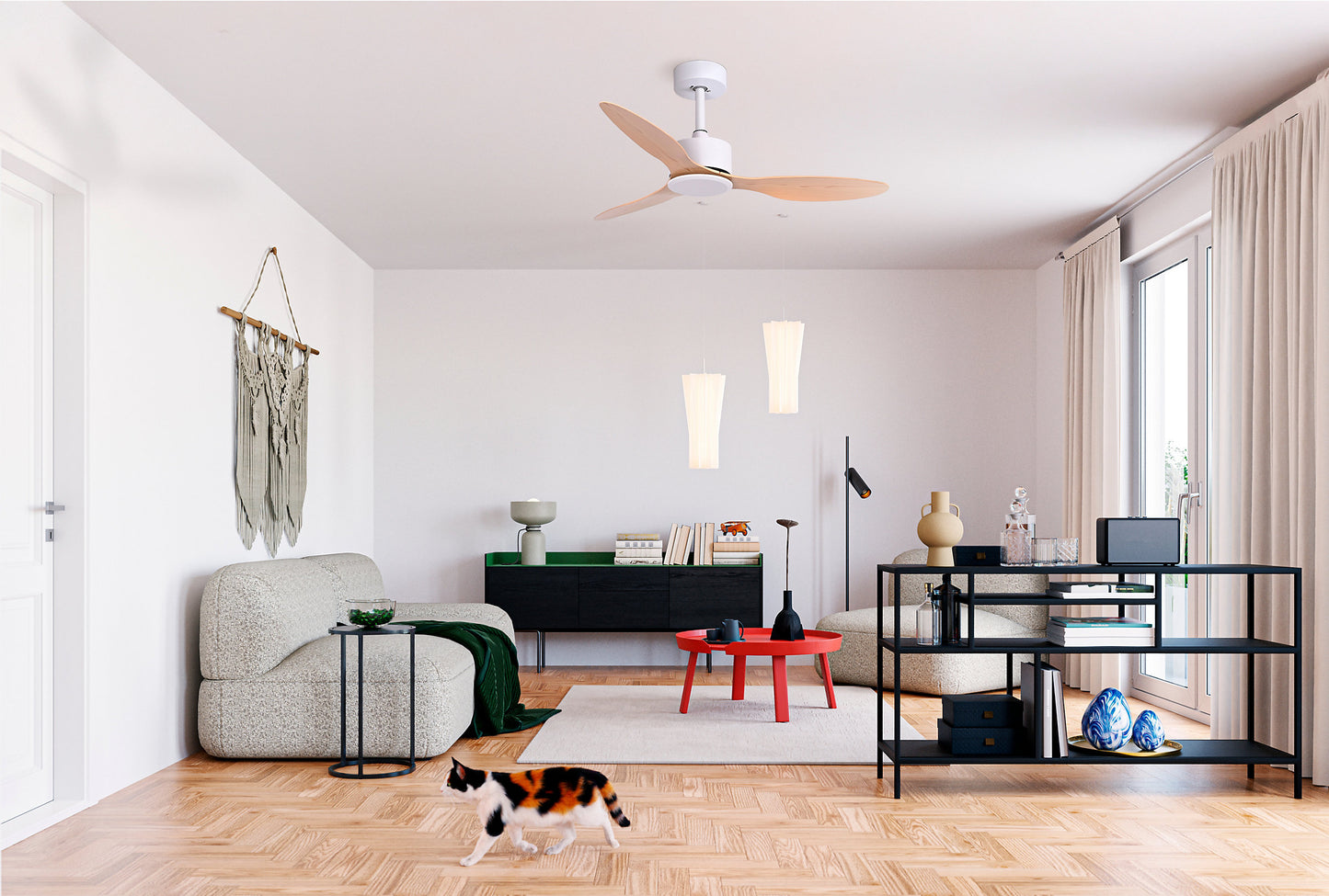 Optimea OVR-B130W Ventilador de Techo Madera 130 cm Marrón