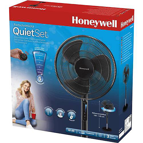 Honeywell HSF600BE4 Ventilador de pie QuietSet Negro con control remoto