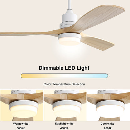 Ventilador de techo 132 cm madera esculpida, motor DC reversible 6 velocidades, mando a distancia
