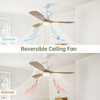 Ventilador de techo 132 cm madera esculpida, motor DC reversible 6 velocidades, mando a distancia