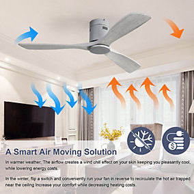 Fortuna Lai Ventilador Techo 132 cm MaderaDC Reversible