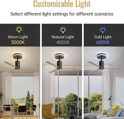 Ventilador de techo Fortuna Lai 52" 3 palas ABS motor DC 6 velocidades con mando a distancia, silencioso